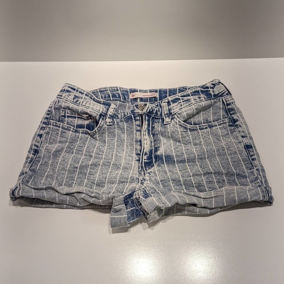 SO Low Rise Jean Shorts, Blue & White Striped “Favorite Shortie” (Size 7) - Picture 1 of 8